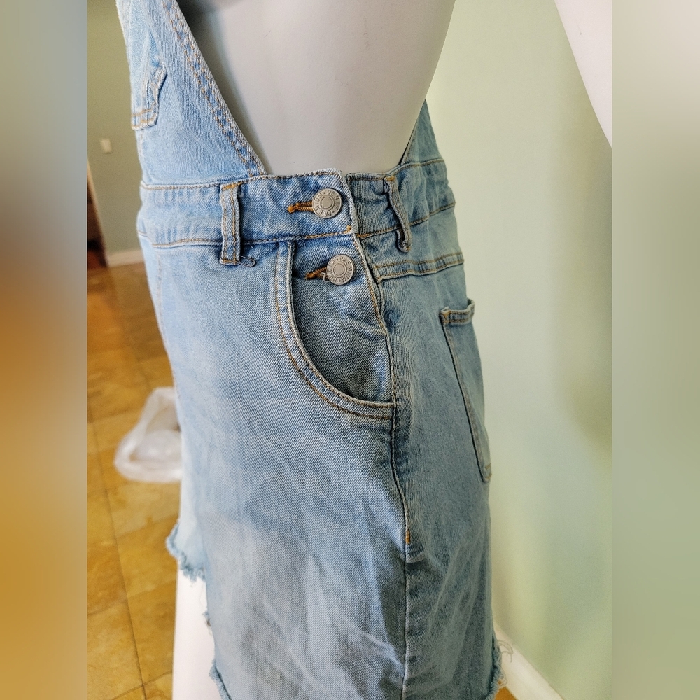 Denim Blue Women's Overall Dress - Picture 3 of 7